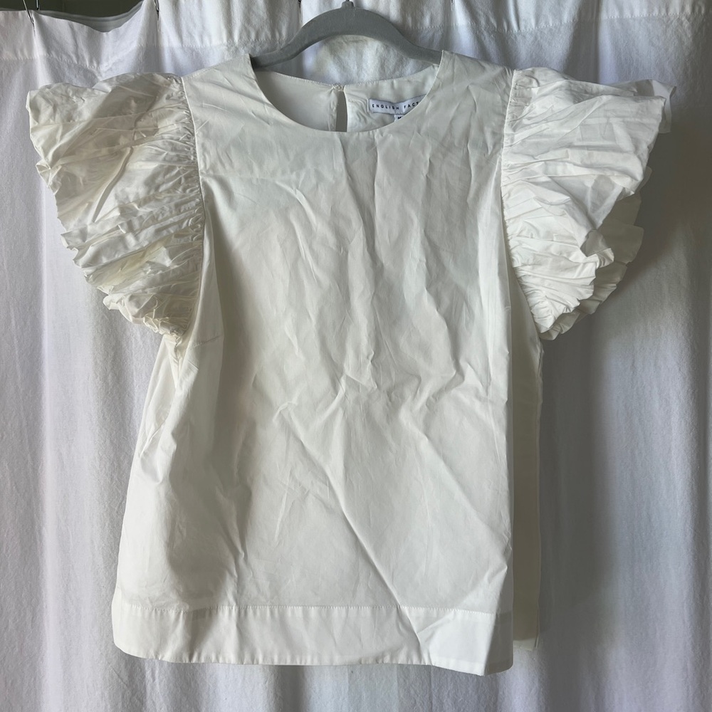 English Factory Folded Ruffle Sleeve Top - Picture 2 of 4